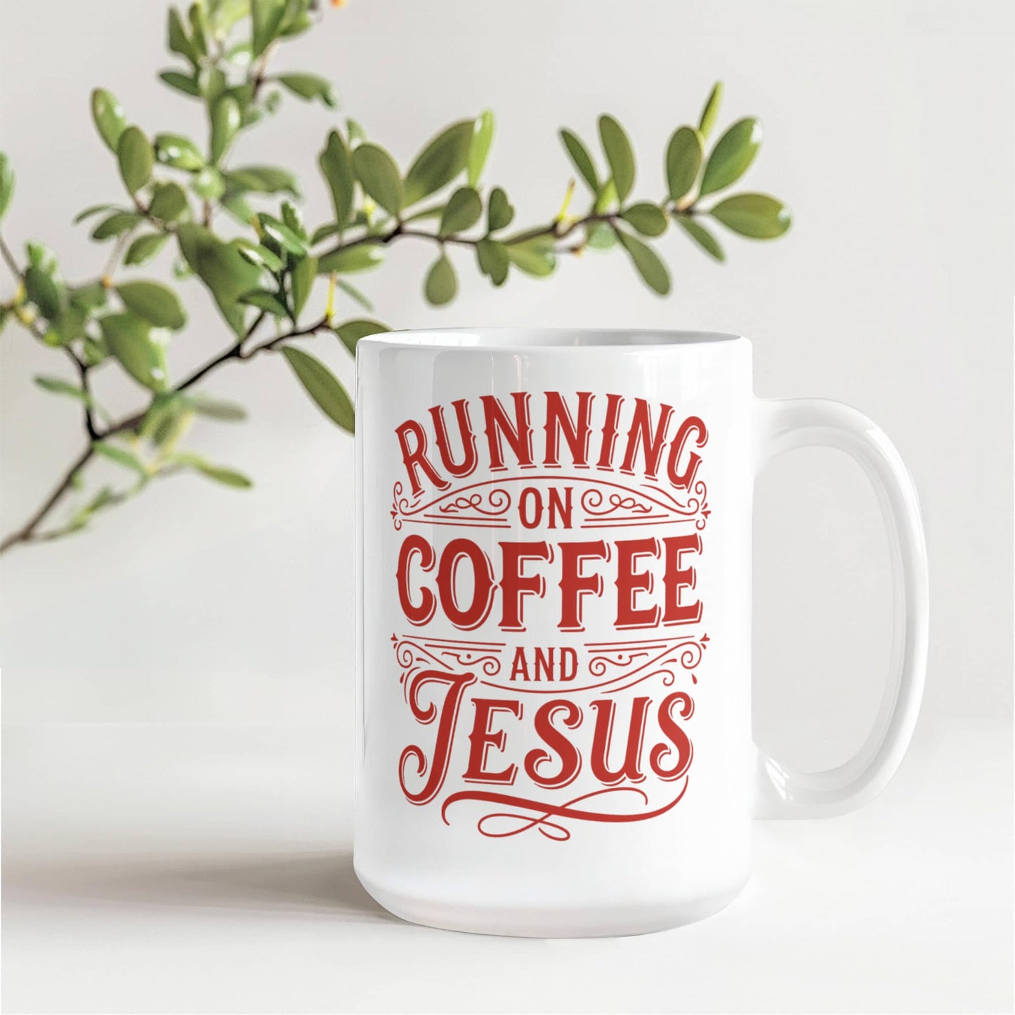 Running on Coffee and Jesus Christian Coffee Mug 15oz