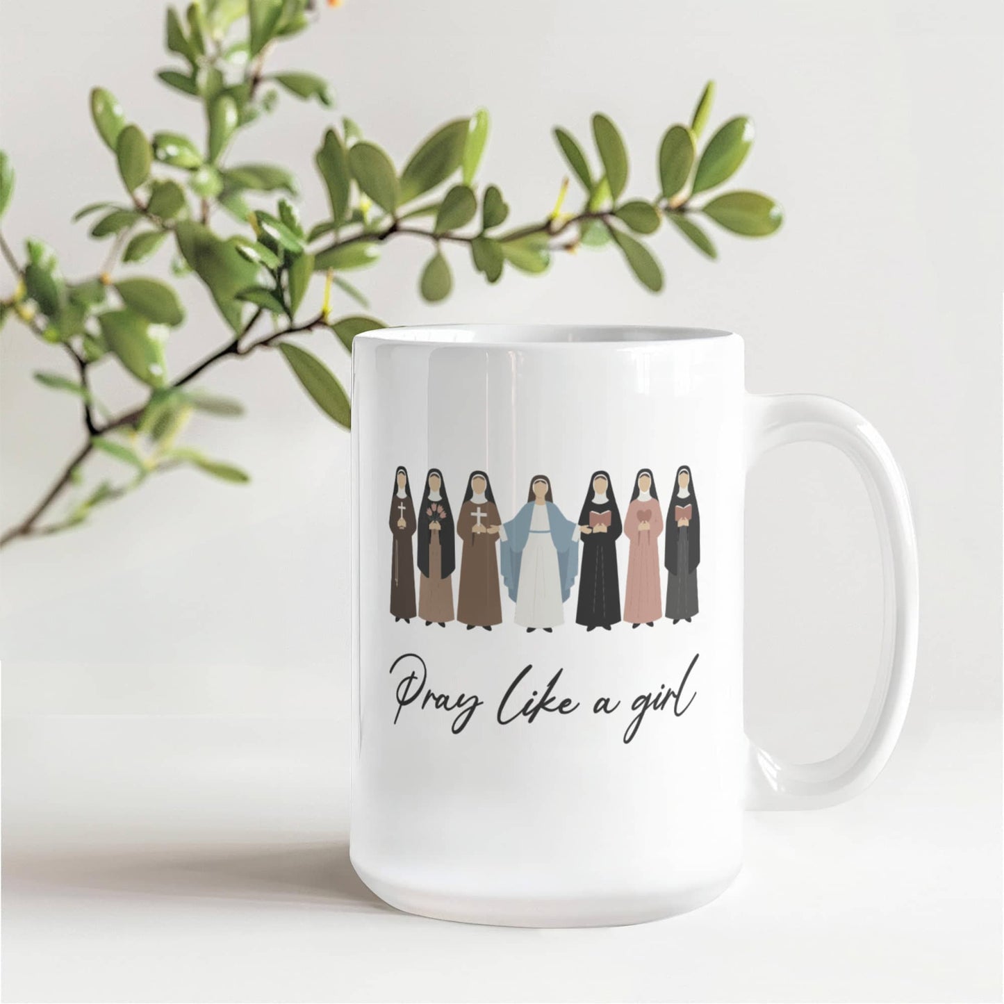 Pray Like a Girl Christian Coffee Mug 15oz