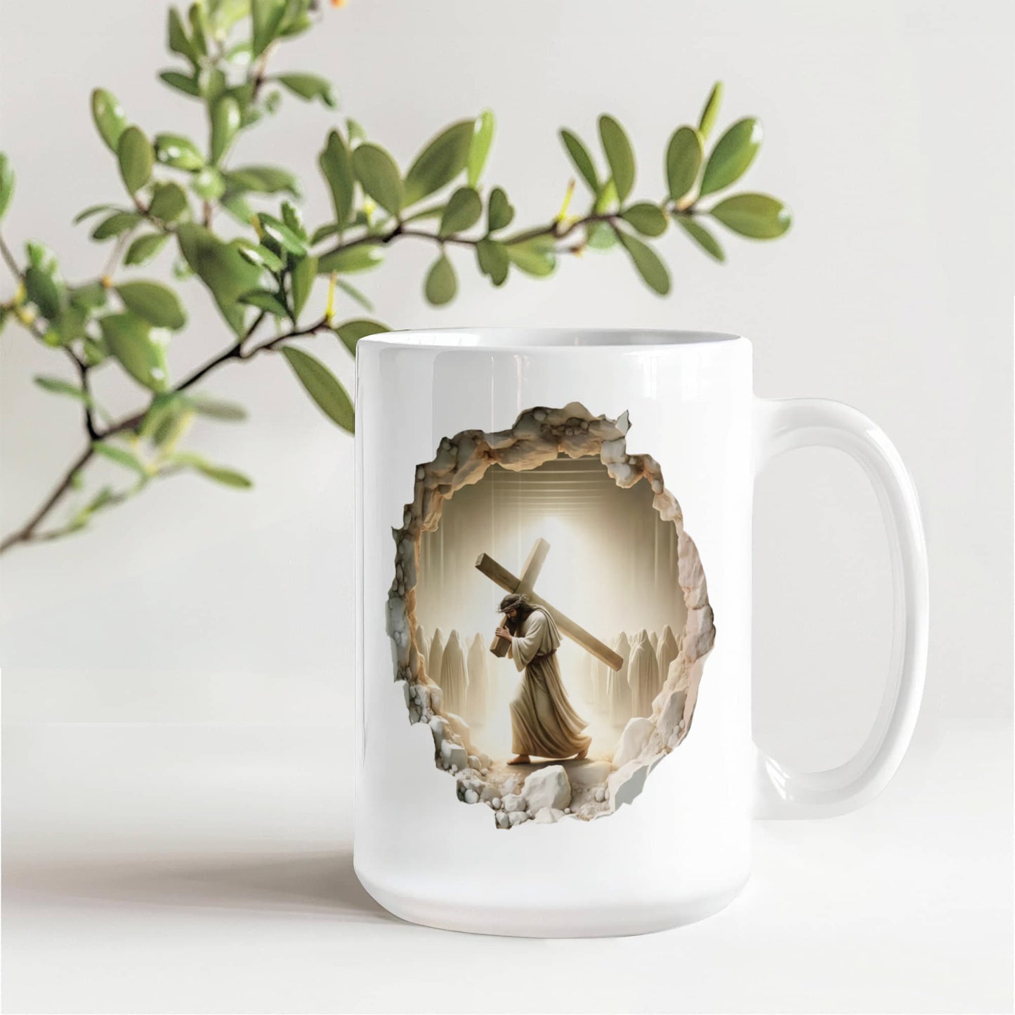 Jesus Carrying the Cross Christian Coffee Mug 15oz