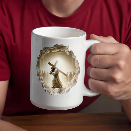 Jesus Carrying the Cross Christian Coffee Mug 15oz