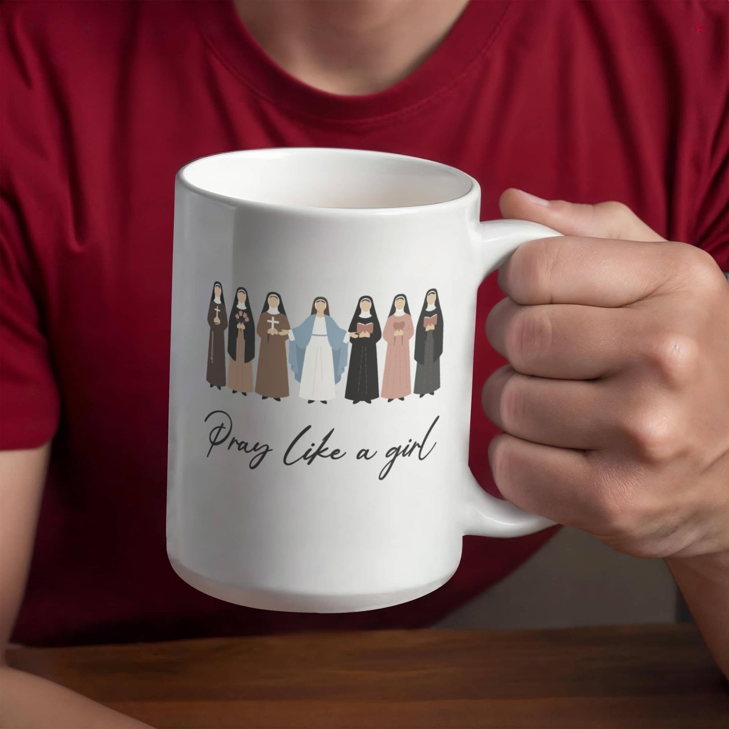 Pray Like a Girl Christian Coffee Mug 15oz