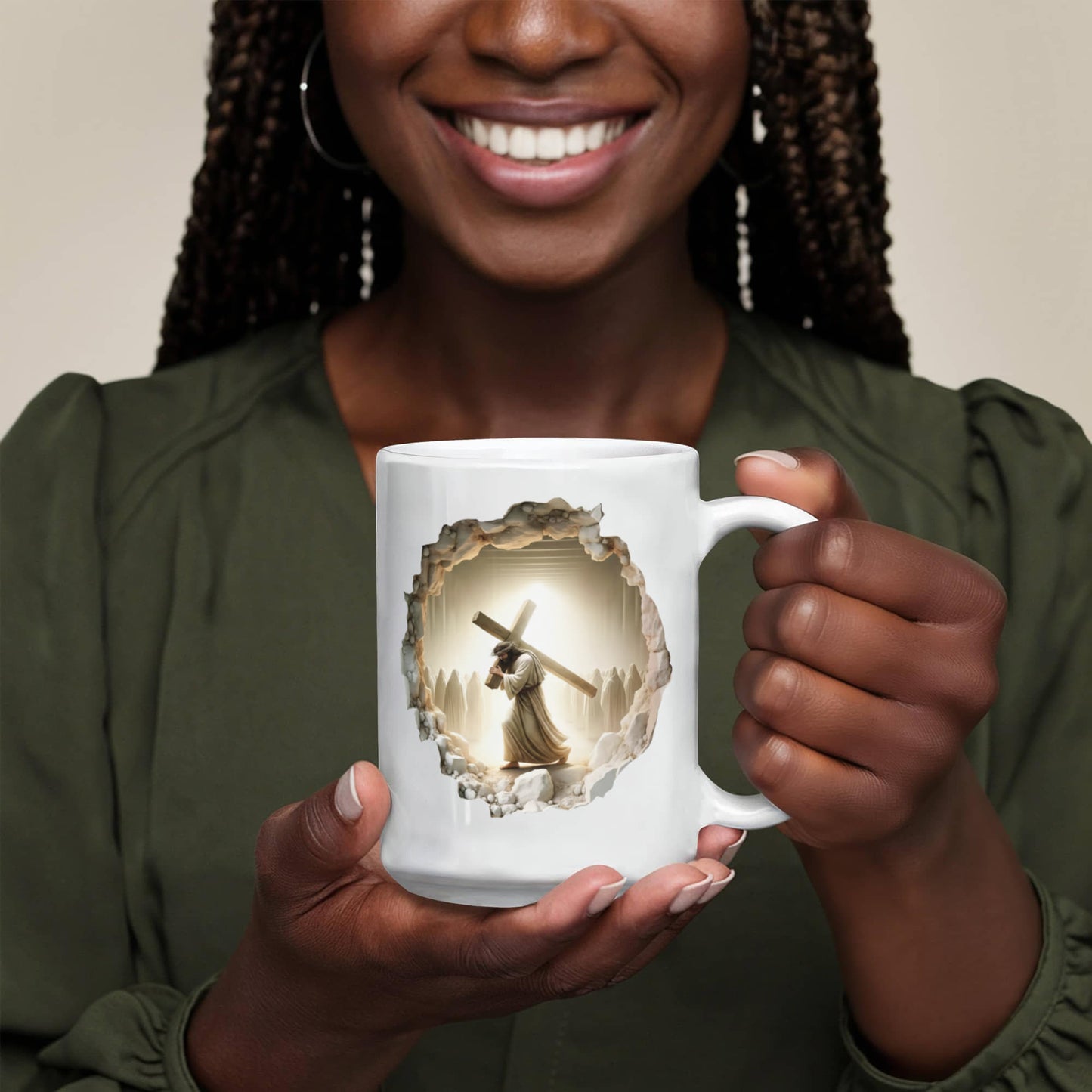 Jesus Carrying the Cross Christian Coffee Mug 15oz