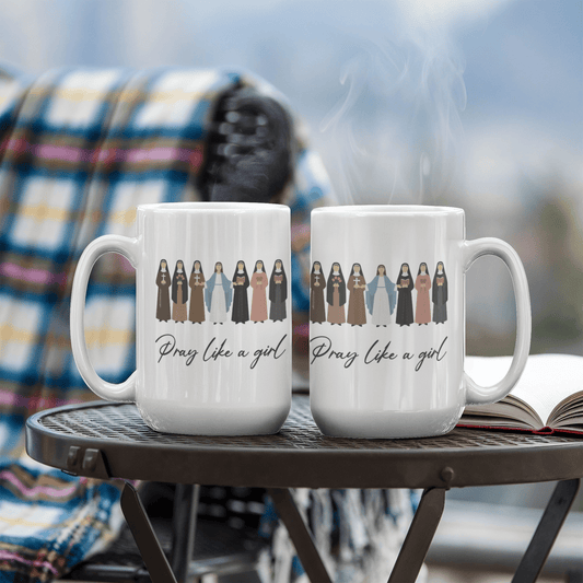 Pray Like a Girl Christian Coffee Mug 15oz