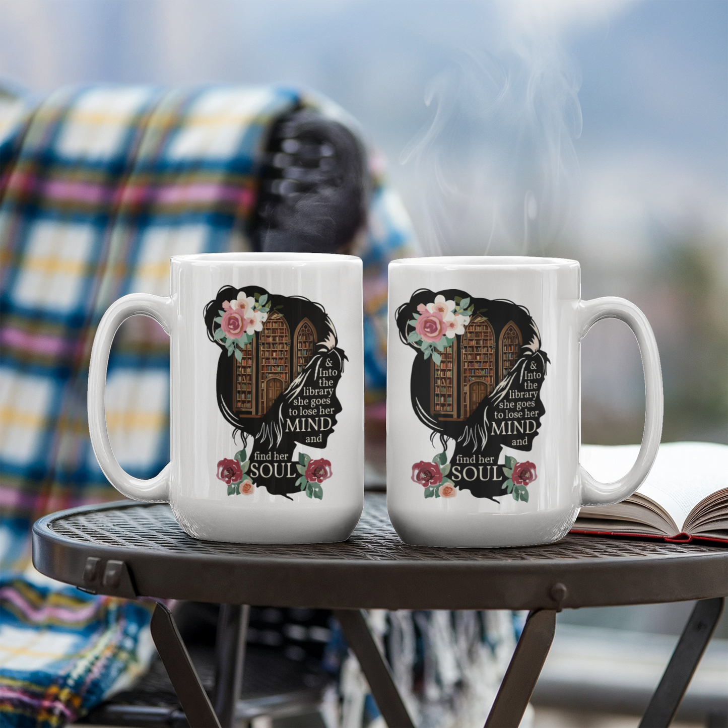 Into The Library She Goes To Find Her Soul Mug 15oz