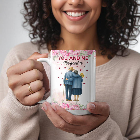 To My Wife – “You and Me, We Got This” 15oz Floral Mug Gift
