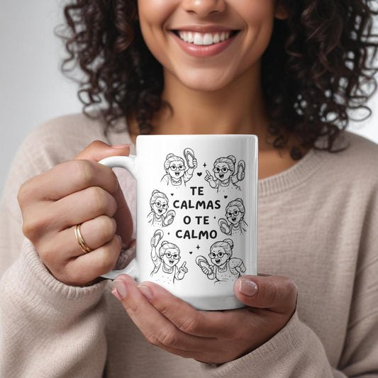 Taza para Mamá – “Te Calmas o Te Calmo” Regalo Divertido 15 oz