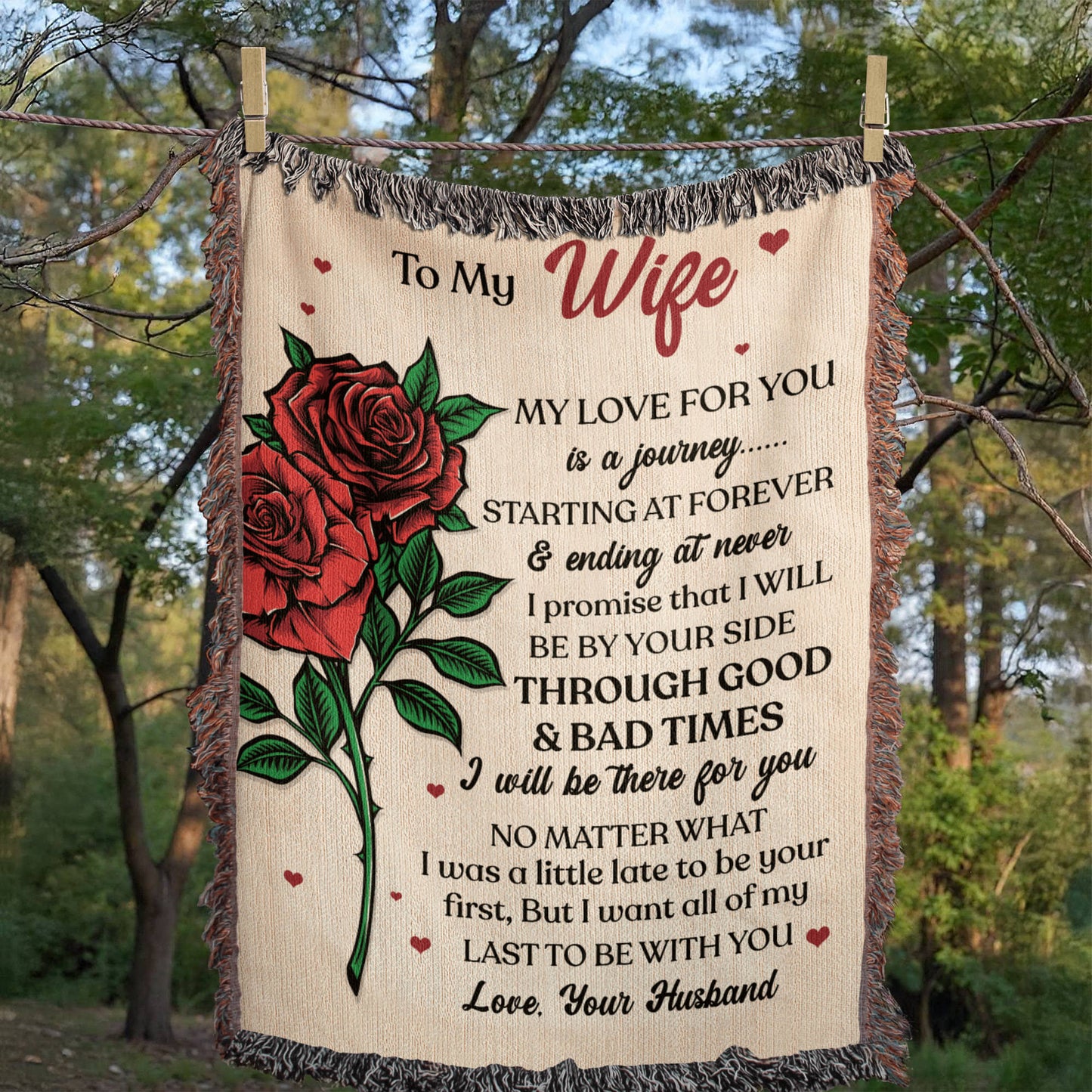 To My Wife Woven Blanket – My Love for You, Forever & Always