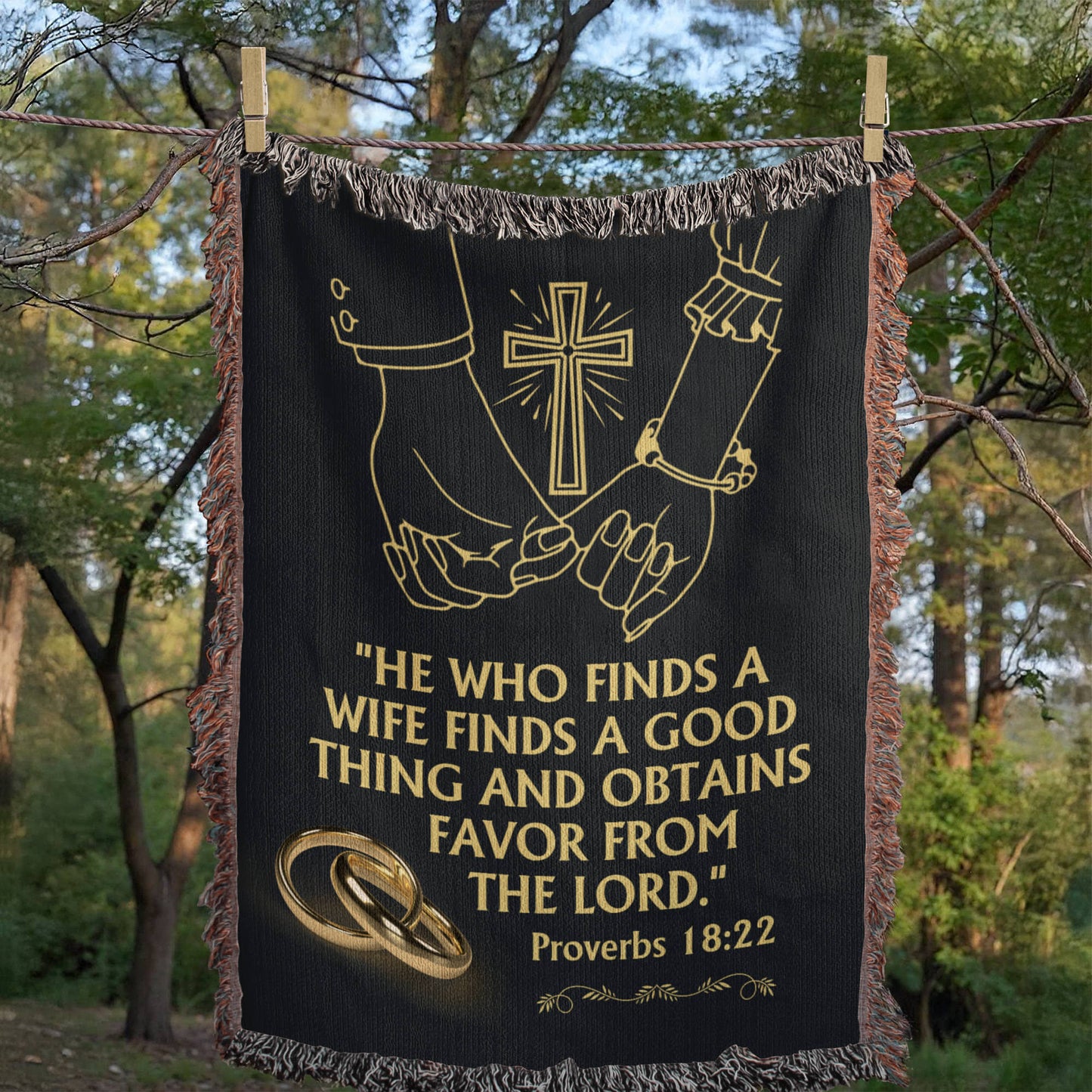 He Who Finds a Wife Woven Blanket – Proverbs 18:22 Faith Gift