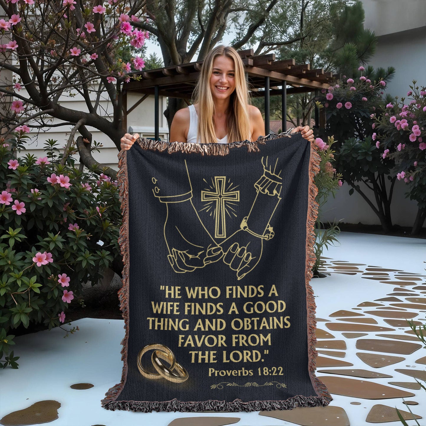 He Who Finds a Wife Woven Blanket – Proverbs 18:22 Faith Gift