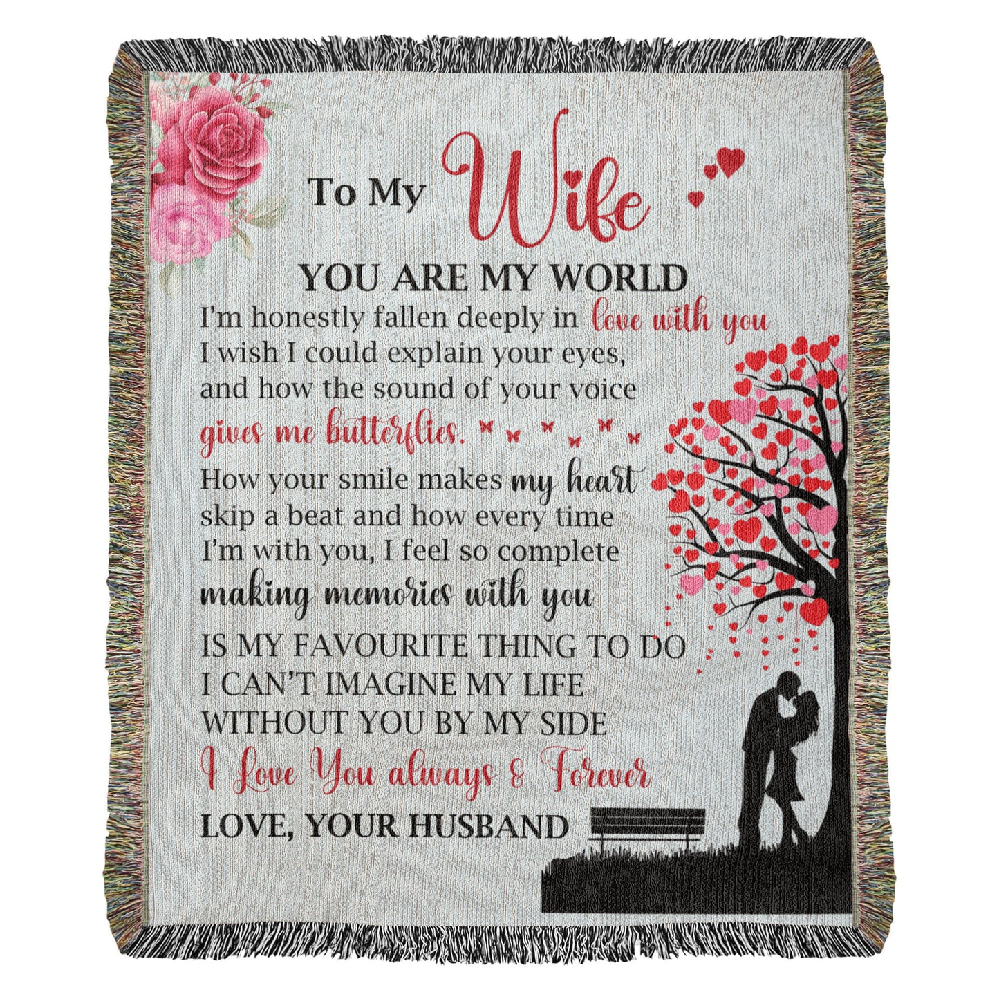 To My Wife Woven Blanket – You Are My World Love Gift