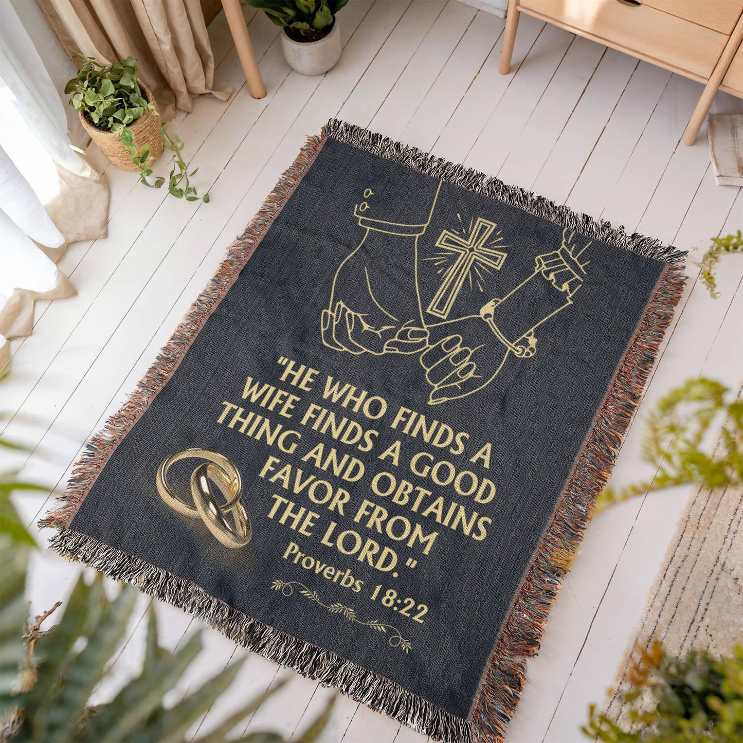 He Who Finds a Wife Woven Blanket – Proverbs 18:22 Faith Gift