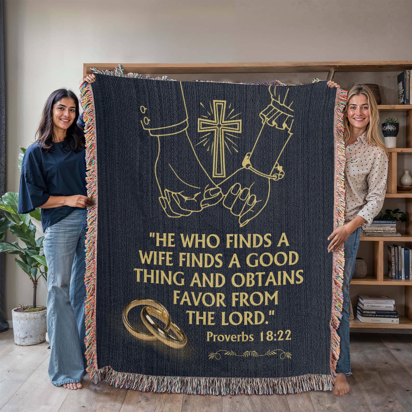 He Who Finds a Wife Woven Blanket – Proverbs 18:22 Faith Gift