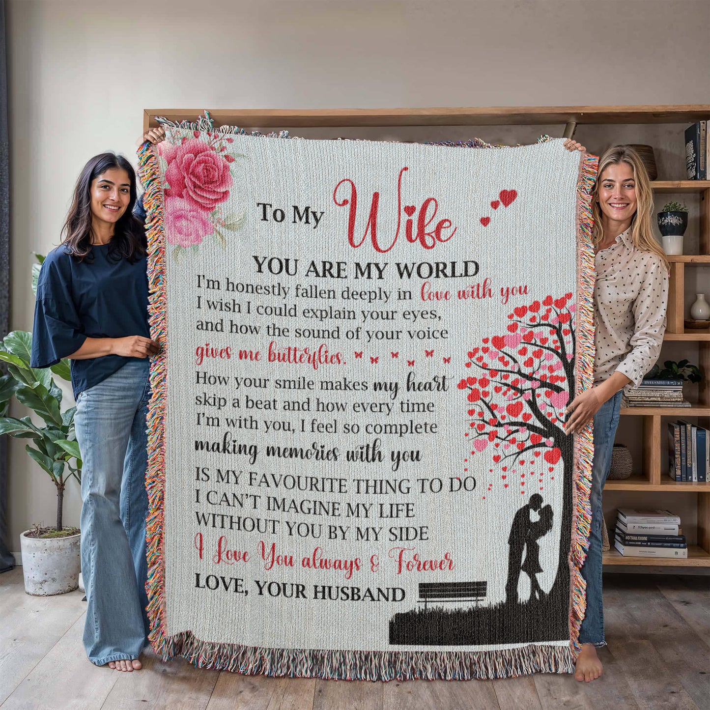 To My Wife Woven Blanket – You Are My World Love Gift