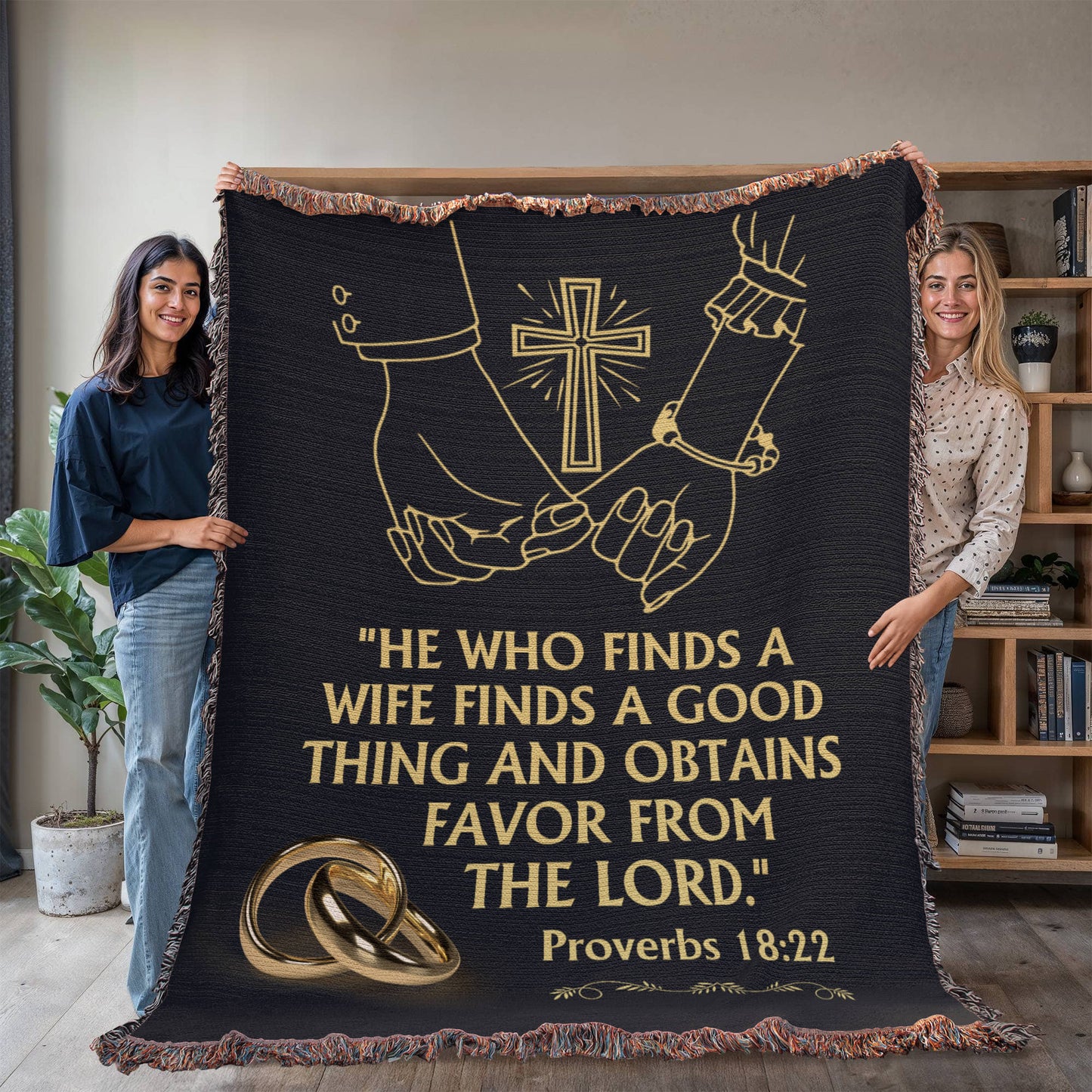 He Who Finds a Wife Woven Blanket – Proverbs 18:22 Faith Gift
