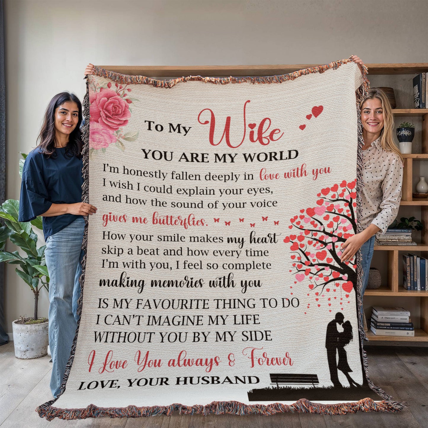 To My Wife Woven Blanket – You Are My World Love Gift