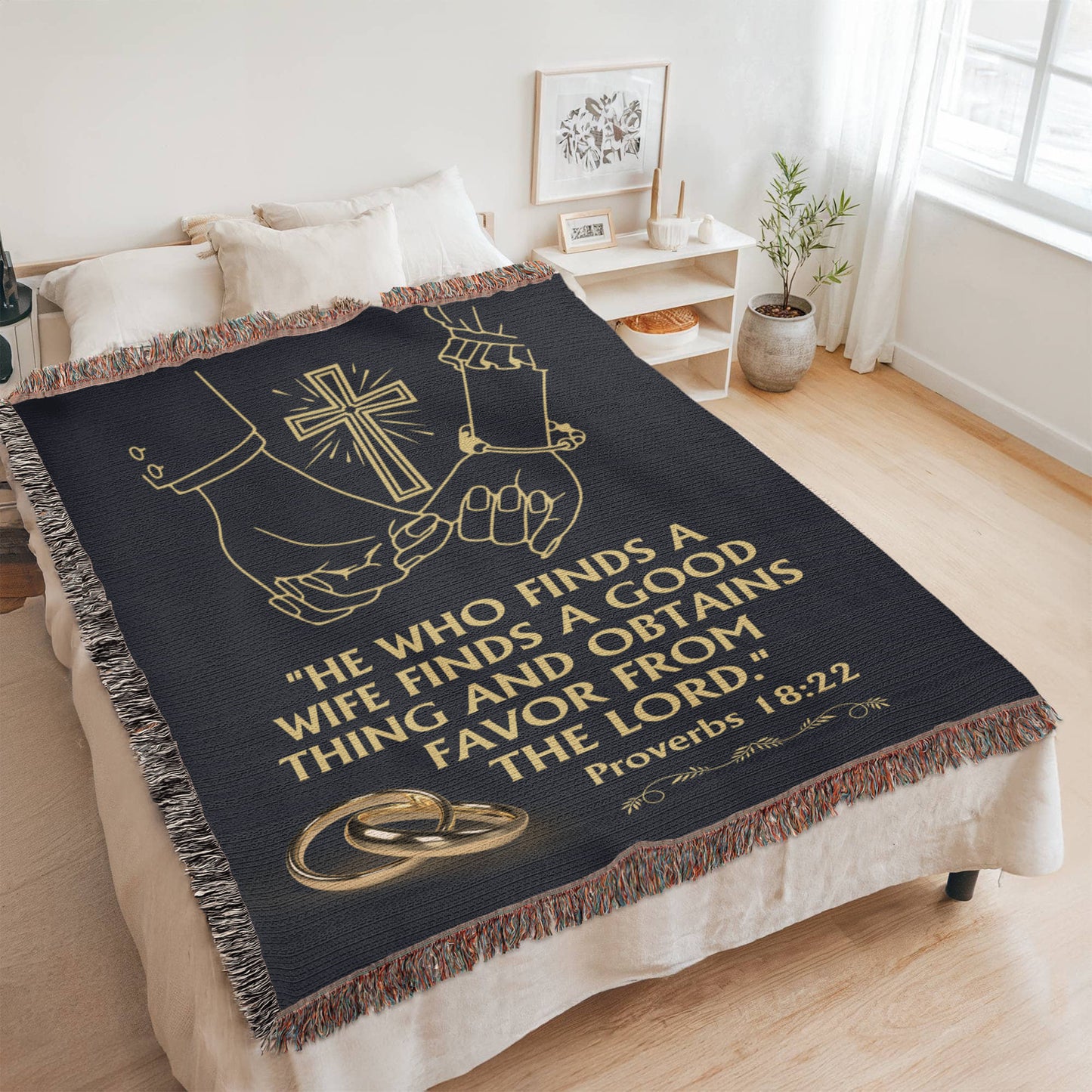 He Who Finds a Wife Woven Blanket – Proverbs 18:22 Faith Gift