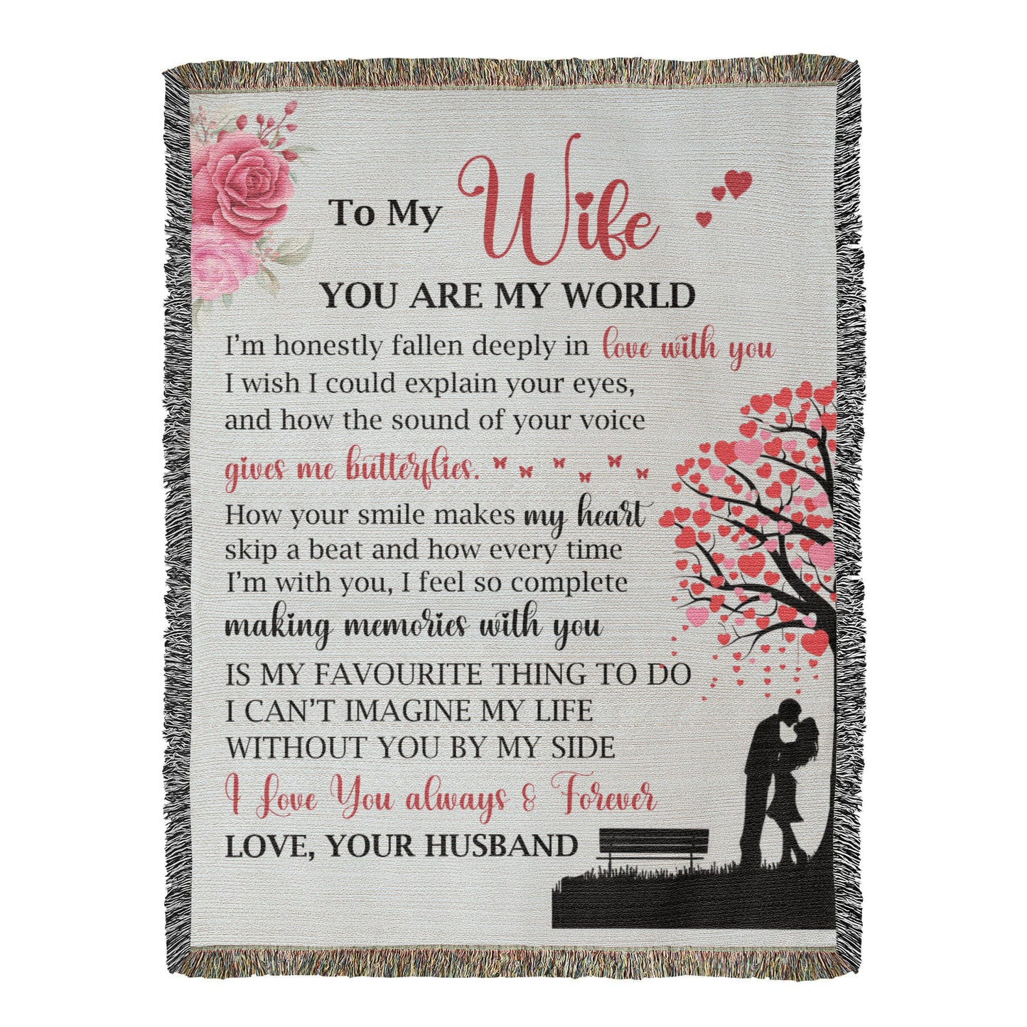 To My Wife Woven Blanket – You Are My World Love Gift