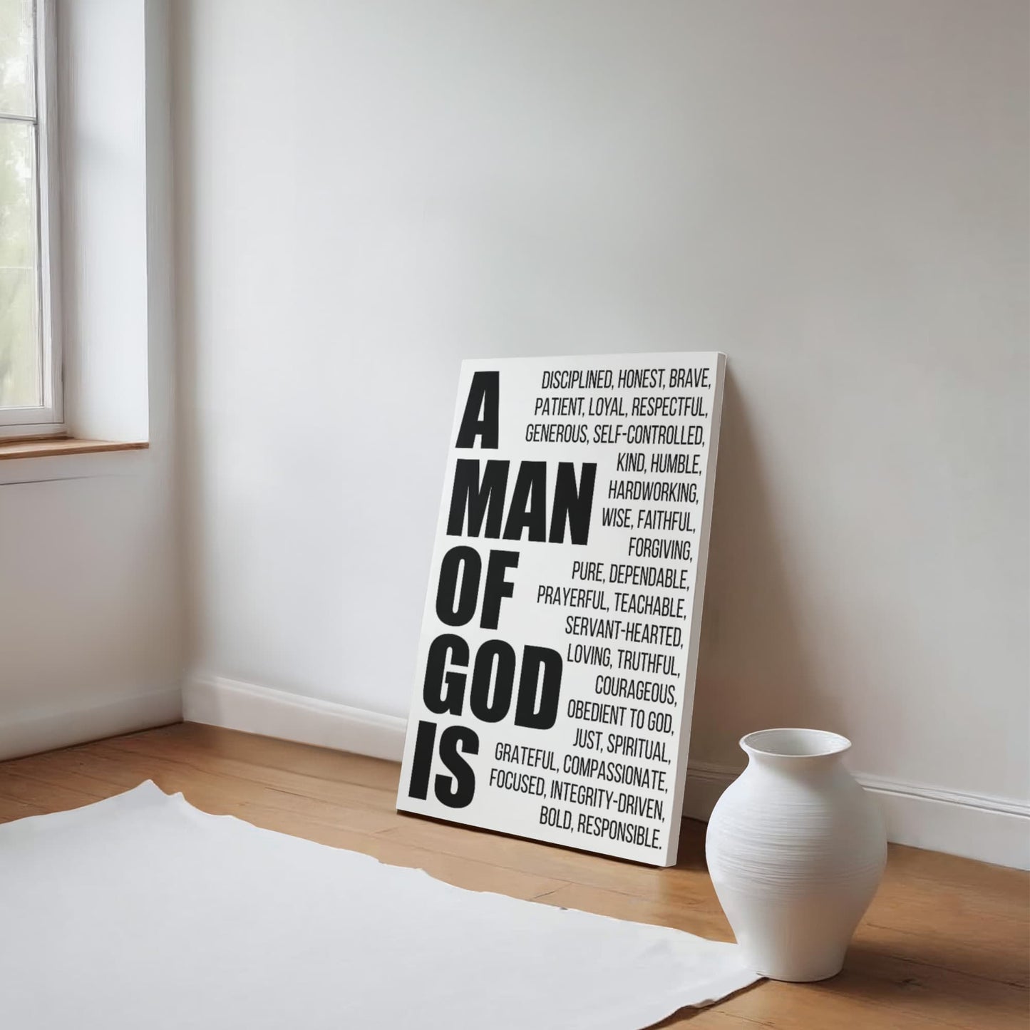 A Man of God Is Canvas Wall Art – Christian Gift for Husband, Dad or Son