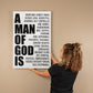 A Man of God Is Canvas Wall Art – Christian Gift for Husband, Dad or Son