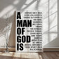 A Man of God Is Canvas Wall Art – Christian Gift for Husband, Dad or Son