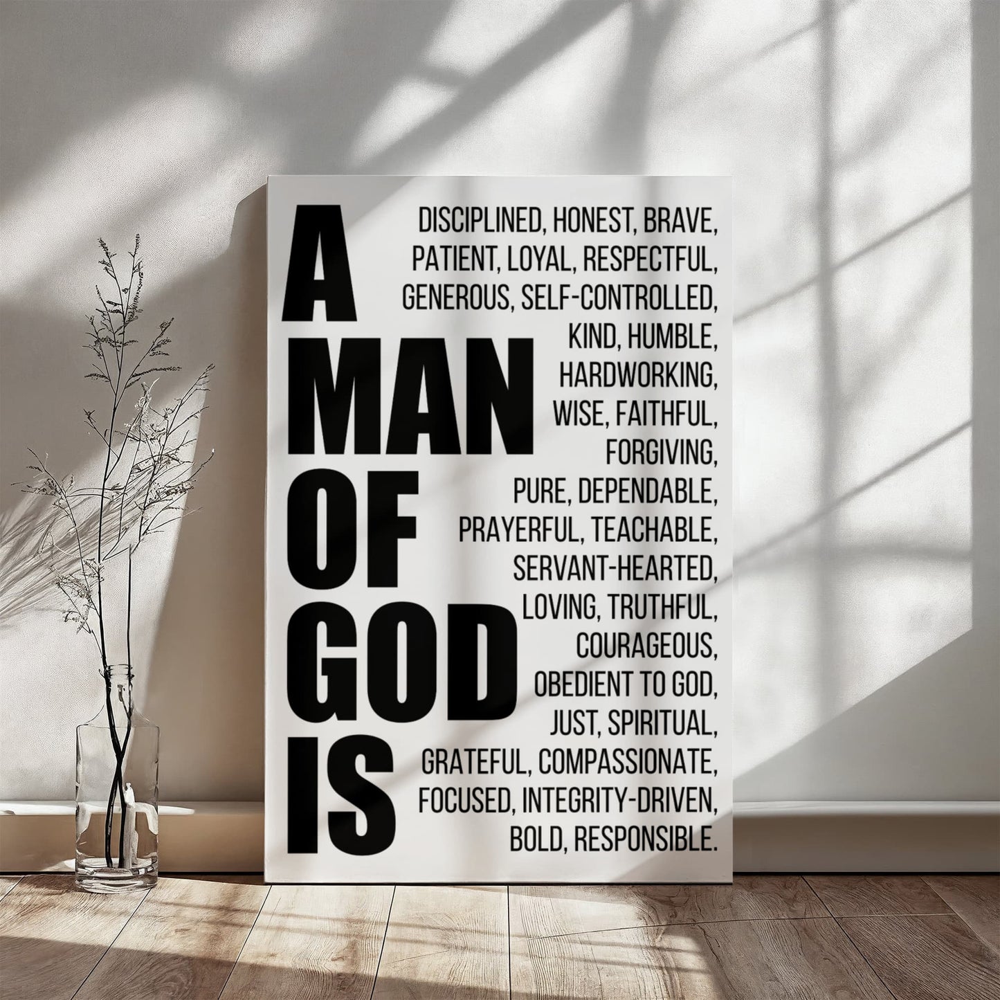 A Man of God Is Canvas Wall Art – Christian Gift for Husband, Dad or Son