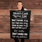Mom's Last Nerve List Sign – Funny Mom Wall Art Canvas for Kitchen or Home Decor