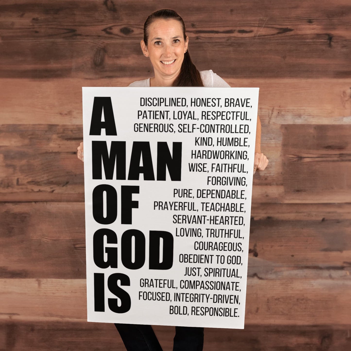 A Man of God Is Canvas Wall Art – Christian Gift for Husband, Dad or Son