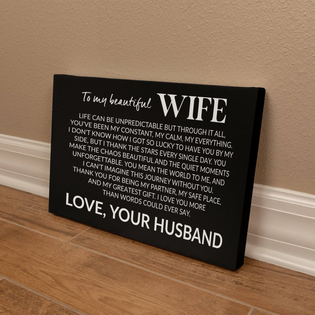 To My Beautiful Wife – My Constant, My Calm, My Everything Canvas (Landscape)