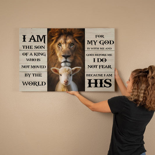 I Am The Son Of A King Christian Wall Art – Lion & Lamb Faith Decor 36x24
