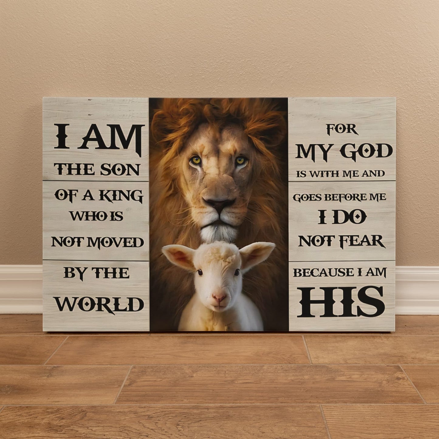 I Am The Son Of A King Christian Wall Art – Lion & Lamb Faith Decor 36x24