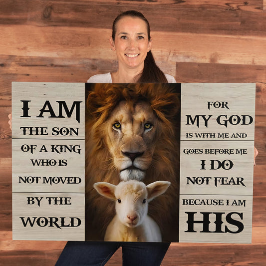 I Am The Son Of A King Christian Wall Art – Lion & Lamb Faith Decor 36x24