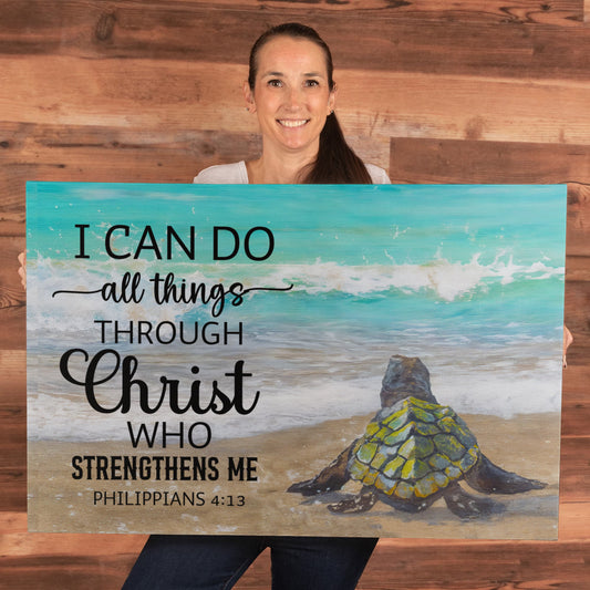 I Can Do All Things Through Christ Canvas – Philippians 4:13 Turtle Wall Art 36×24