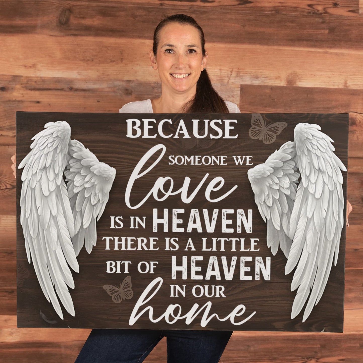 Because Someone We Love Is In Heaven – Memorial Wall Art | Sympathy Gift 36x24