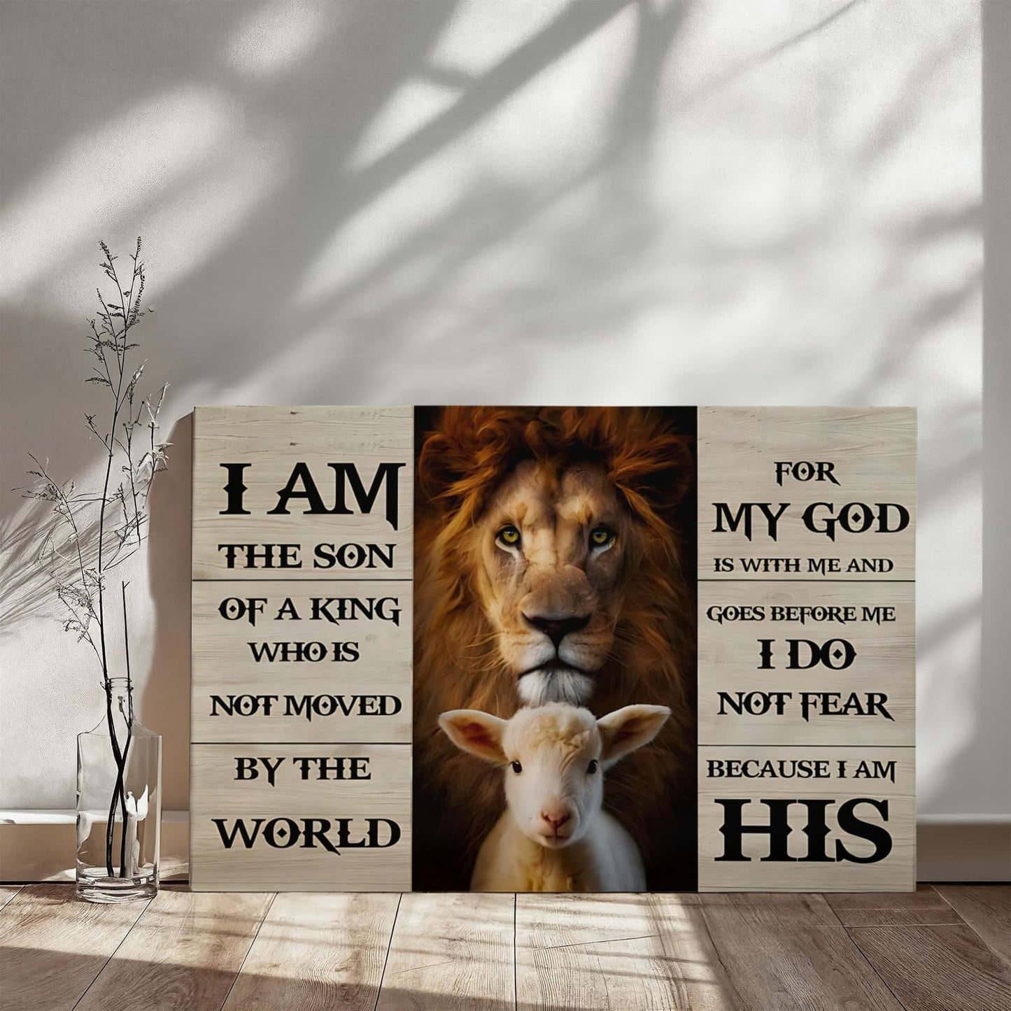 I Am The Son Of A King Christian Wall Art – Lion & Lamb Faith Decor 36x24