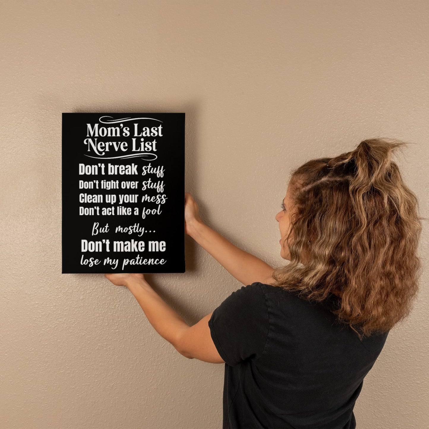 Mom's Last Nerve List Sign – Funny Mom Wall Art Canvas for Kitchen or Home Decor