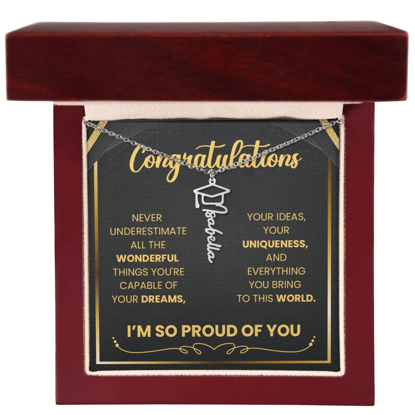 Graduation Name Necklace – Proud of the Person You’ve Become
