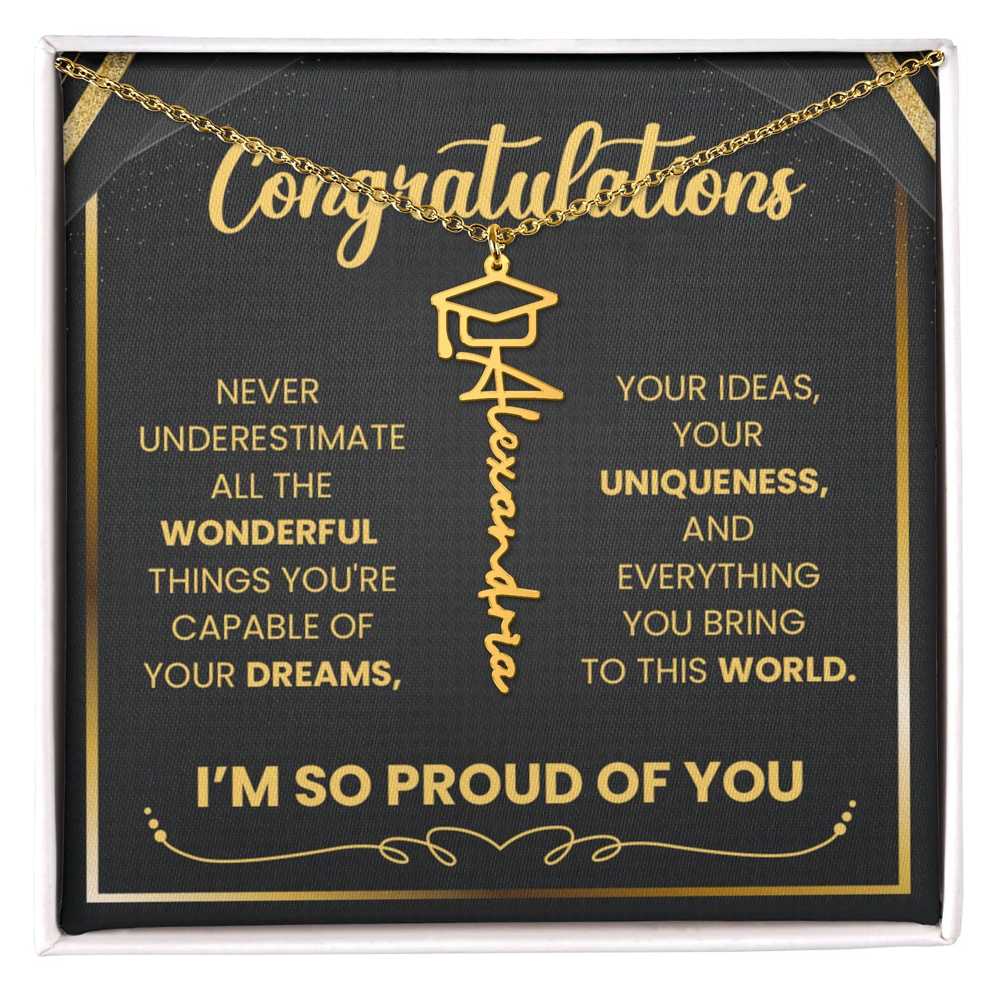 Graduation Name Necklace – Proud of the Person You’ve Become