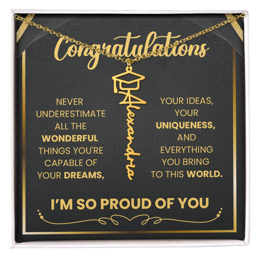 Graduation Name Necklace – Proud of the Person You’ve Become