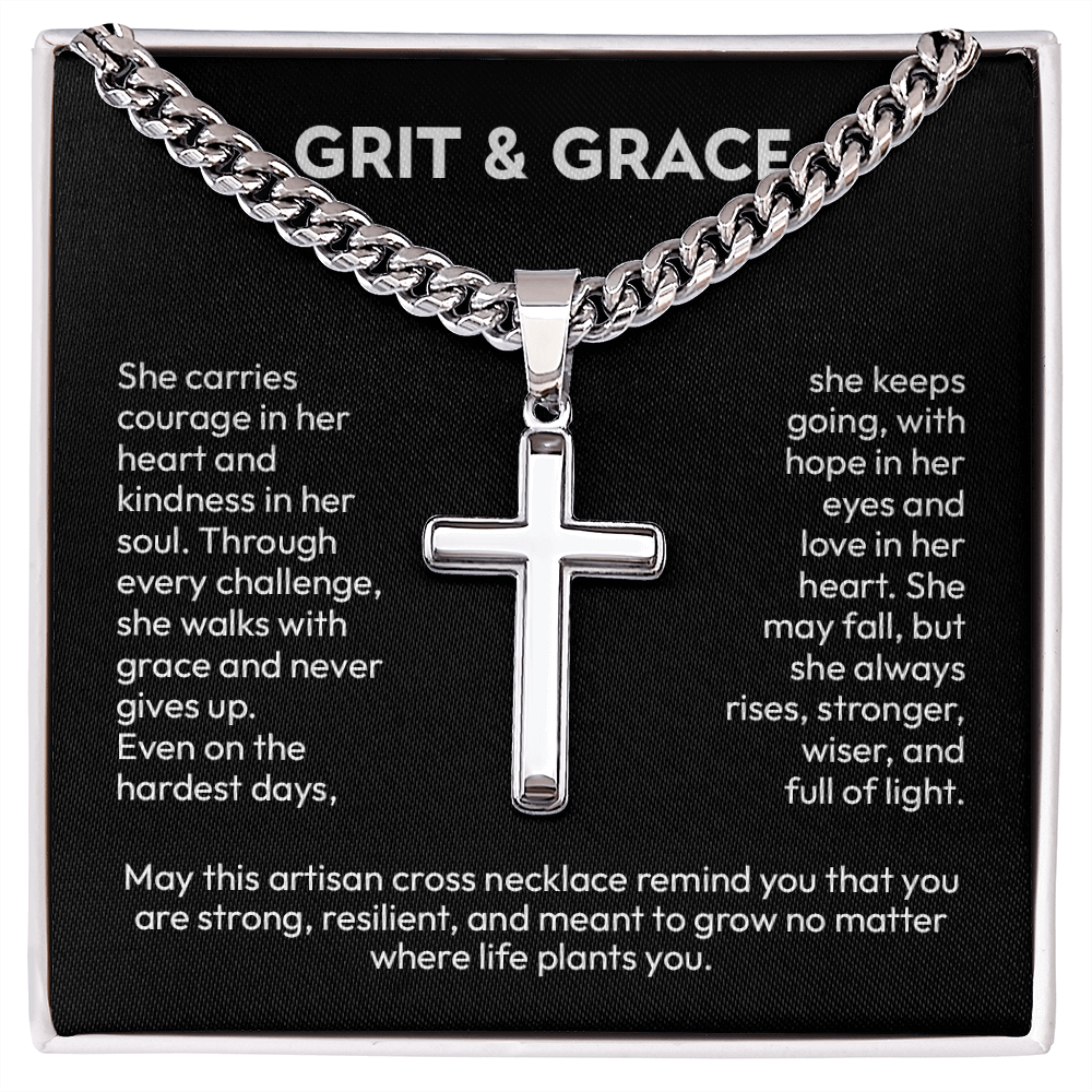 Artisan Cross Necklace with Cuban Link – Symbol of Faith, Strength & Protection