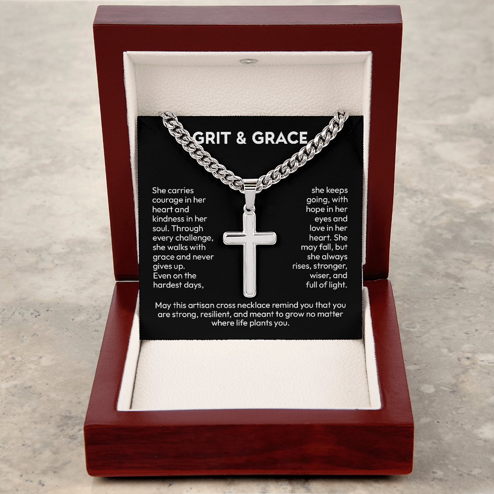 Artisan Cross Necklace with Cuban Link – Symbol of Faith, Strength & Protection