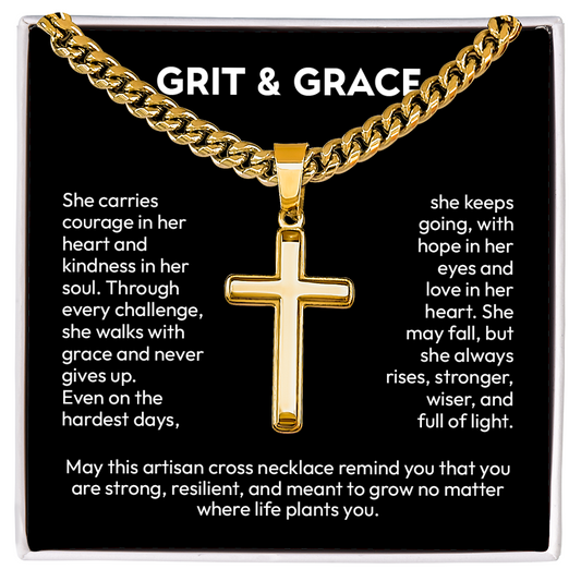 Artisan Cross Necklace with Cuban Link – Symbol of Faith, Strength & Protection