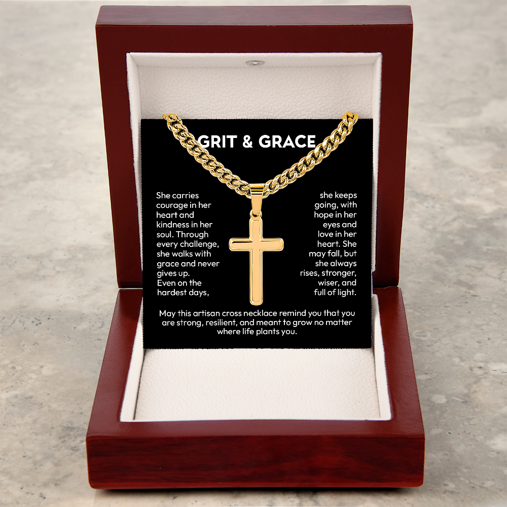 Artisan Cross Necklace with Cuban Link – Symbol of Faith, Strength & Protection