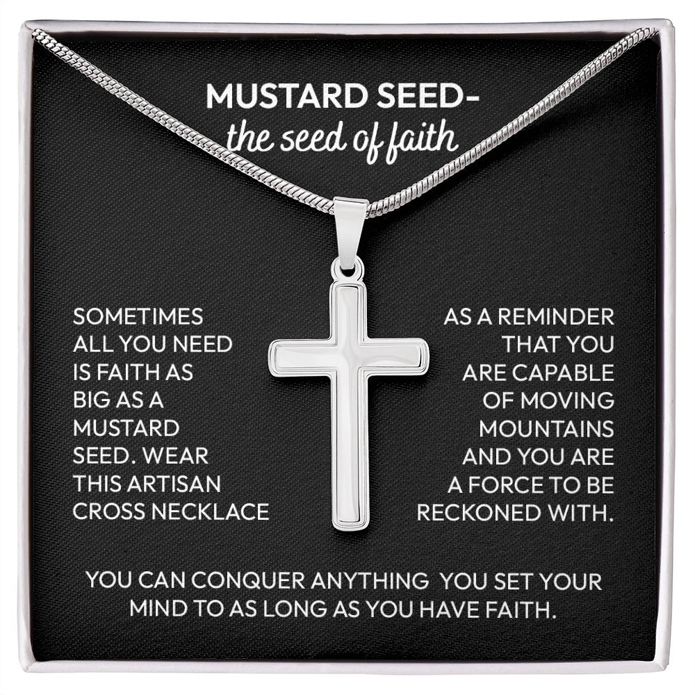 Mustard Seed Faith Artisan Cross Necklace – Inspirational Christian Gift