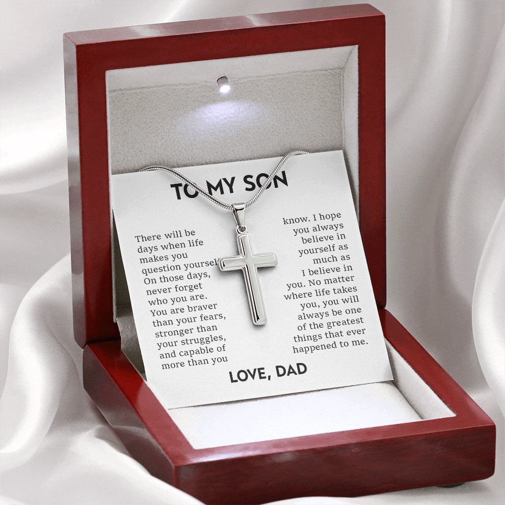 To My Son – Braver Than Your Fears Cross Necklace
