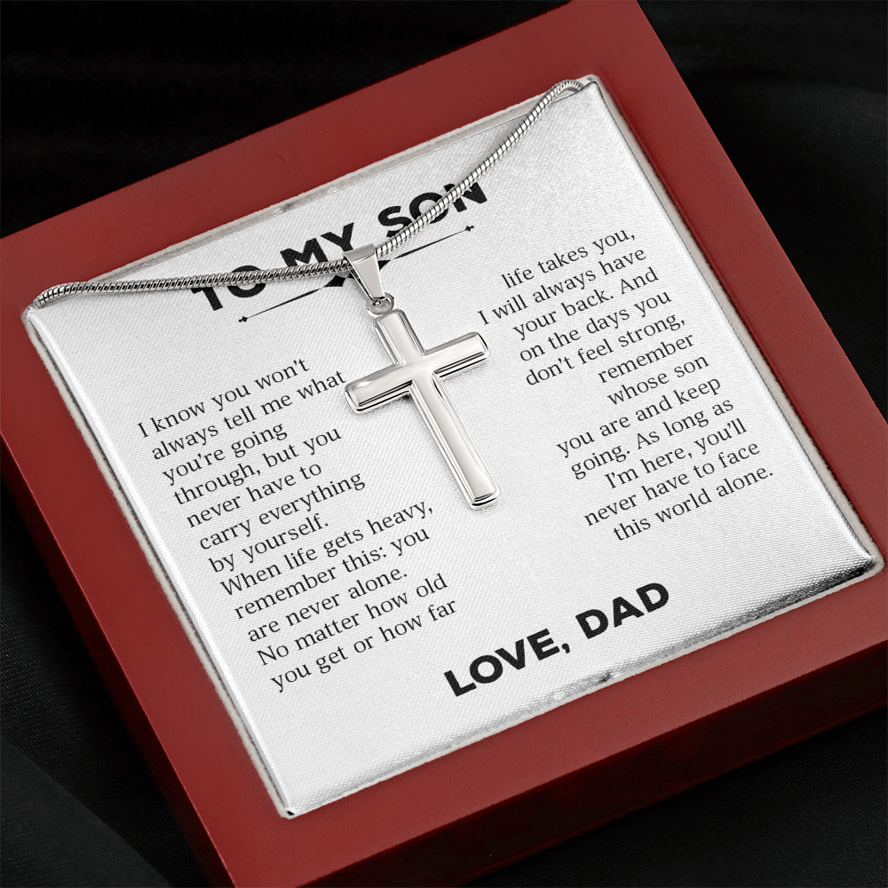 To My Son – You Never Have to Carry It Alone Cross Necklace