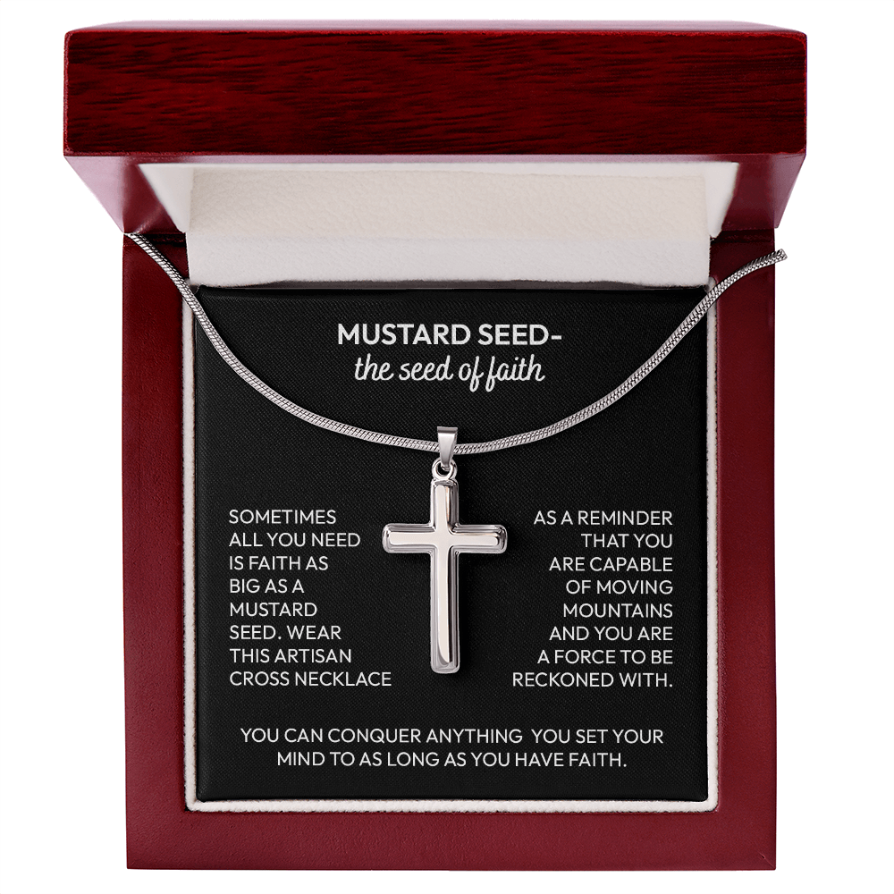Mustard Seed Faith Artisan Cross Necklace – Inspirational Christian Gift