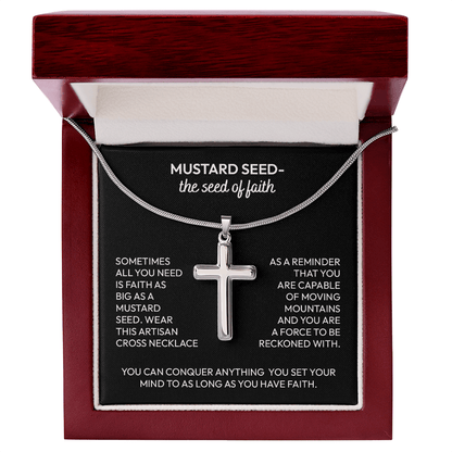 Mustard Seed Faith Artisan Cross Necklace – Inspirational Christian Gift