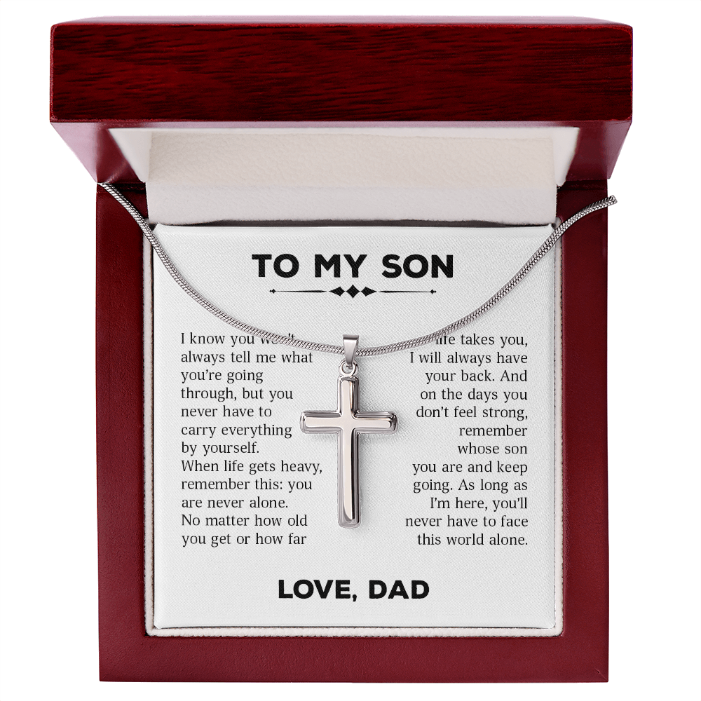 To My Son – You Never Have to Carry It Alone Cross Necklace