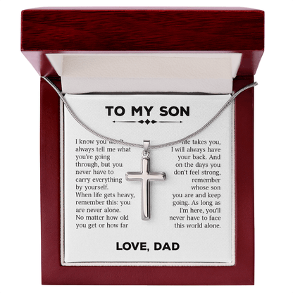 To My Son – You Never Have to Carry It Alone Cross Necklace