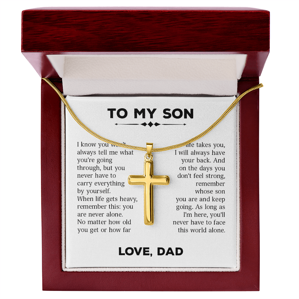 To My Son – You Never Have to Carry It Alone Cross Necklace